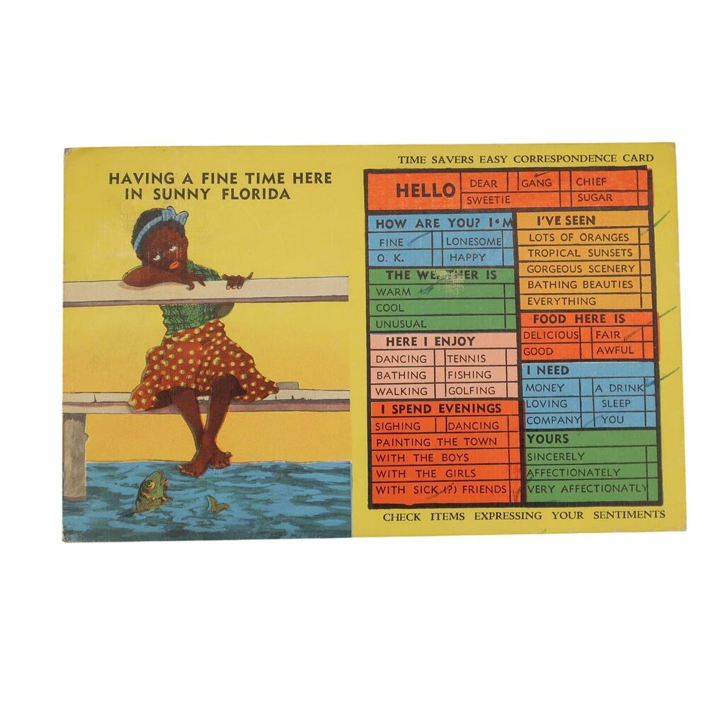 EC Kropp Post Card Florida Vacation 1950 African American Vintage Posted